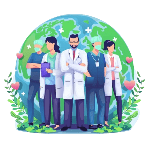 Healthcare professionals caring for a patient